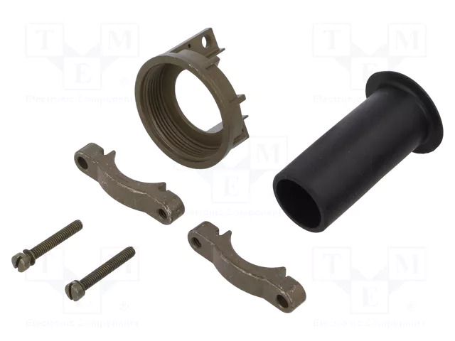 Cable hood and fastener; olive; size 24,size 28; zinc alloy; 97 AMPHENOL 97-3057-1016-1