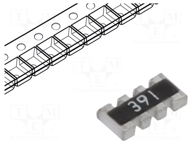 Resistor network: Y; ±5%; R: 390Ω; No.of resistors: 4; -55÷125°C ROYALOHM DR1206-390R-4/8