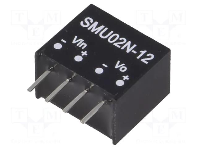 Converter: DC/DC; 2W; Uin: 21.6÷26.4VDC; Uout: 12VDC; Iout: 33÷167mA MEAN WELL SMU02N-12