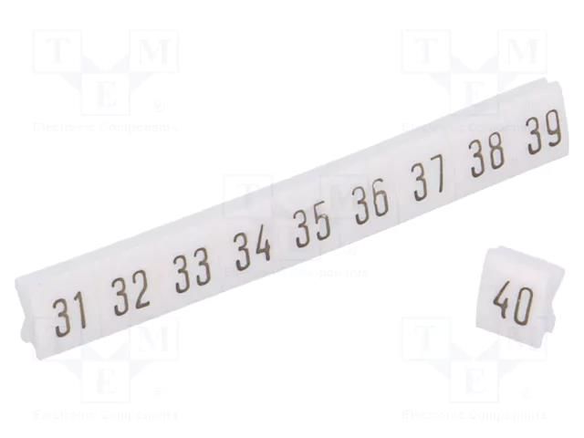 Marker; push-in; white; PVC; 250pcs; 4.5mm; Marking: 31-40 POKÓJ DK/Z-5/31-40