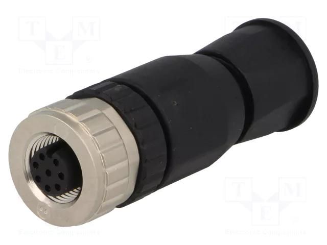 Connector: M12; plug; PIN: 8; female; 30V; straight; IP67; for cable HARTING 21033192801