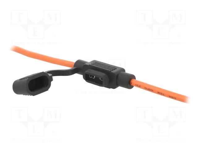Fuse holder; 11.1mm; 30A; on cable; Leads: leads x2; ways: 1; black MTA MTA-MINI-HOLDER