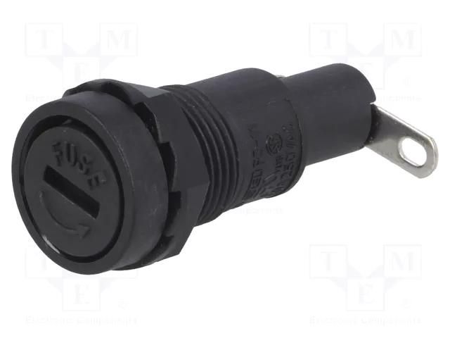 Fuse holder; 5x20mm; 10A; on panel; 250VAC; Cutout: Ø12.5mm SCI GBA-ZA11