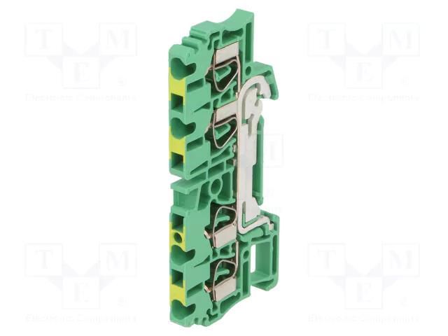 Splice terminal: rail; spring clamp; yellow-green; wemid; 2.5mm2 WEIDMÜLLER ZPE2.5/4AN