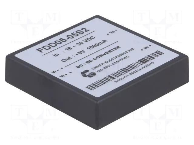 Converter: DC/DC; 5W; Uin: 18÷36VDC; Uout: 5VDC; Iout: 1000mA CHINFA ELECTRONICS DC5W24/5