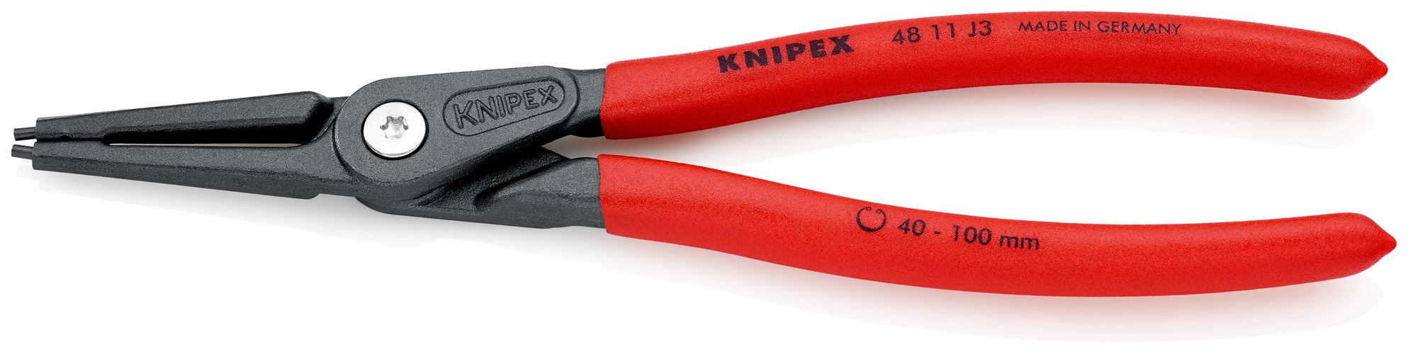 KNIPEX 48 11 J3 Precision Circlip Pliers for internal circlips in bore holes with non-slip plastic coating grey atramentized 225 mm 48 11 J3 4003773048541