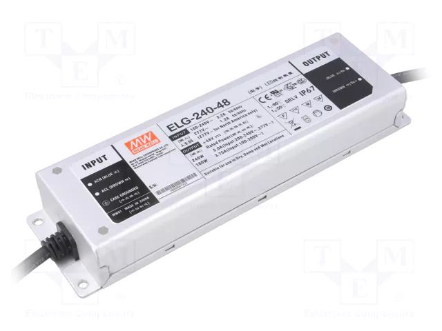 Power supply: switching; LED; 240W; 48VDC; 5A; 100÷305VAC; IP67 MEAN WELL ELG-240-48