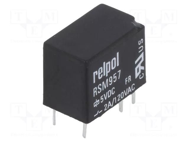Relay: electromagnetic; SPDT; Ucoil: 5VDC; 2A; 2A/120VAC; 2A/24VDC RELPOL RSM957-P-05
