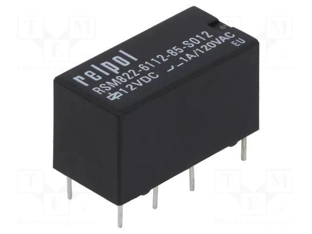 Relay: electromagnetic; DPDT; Ucoil: 12VDC; 2A; 1A/120VAC; 2A/24VDC RELPOL RSM822-P-12