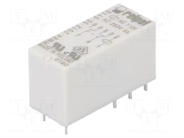 Relay: electromagnetic; DPDT; Ucoil: 110VAC; 8A; 8A/250VAC; RM84 RELPOL RM84-2012-35-5110