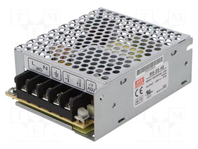 Power supply: switching; for building in,modular; 35W; 48VDC MEAN WELL RS-35-48