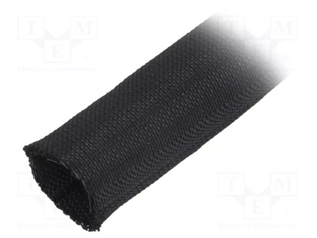 Braid; ØBraid : 25÷29mm; PET,polyester; black; Helagaine Twist-In HELLERMANNTYTON TWIST-IN-29-PET-BK