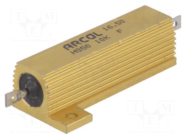 Resistor: wire-wound; screw; 10kΩ; 50W; ±1%; 49.1x29.7x14.8mm ARCOL HS50-10KF