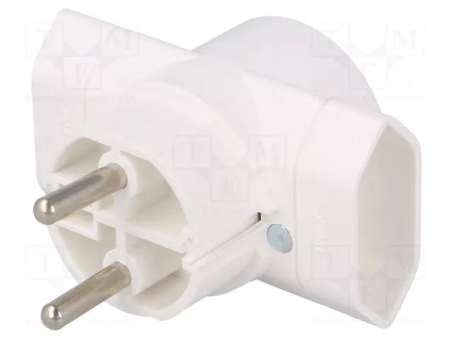 Connector: AC supply; splitter; 2P; Type: round,flat; white TIMEX-ELEKTRO R-1