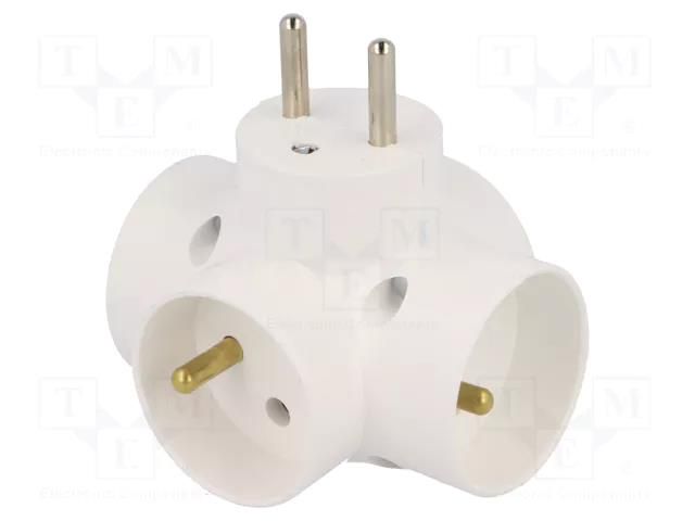 Connector: AC supply; splitter; 2P+PE; white; Output: 4x socket TIMEX-ELEKTRO R-48/Z