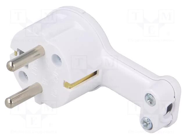 Connector: AC supply; male; plug; 2P+PE; 250VAC; 16A; white; PIN: 3 TIMEX-ELEKTRO WT-16UP/WH