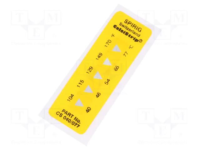 Temperature indicator; 40°C,46°C,54°C,66°C,77°C; °C,°F; 15x45mm SPIRIG CS-040/077