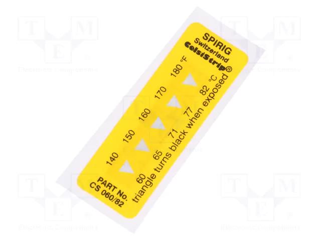 Temperature indicator; 60°C,66°C,71°C,77°C,82°C; °C,°F; 15x45mm SPIRIG CS-060/082