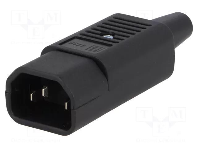 Connector: AC supply; plug; male; 10A; 250VAC; C14 (E); IEC 60320 SCHURTER 4735.0000