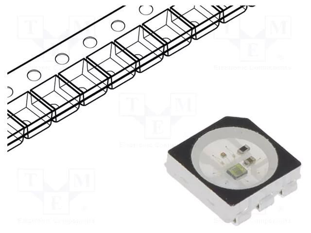 Programmable LED; RGB; SMD; 5050,PLCC6; 3.5÷5.3VDC; 5x5x1.6mm WORLDSEMI WS2813B-B
