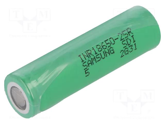 Re-battery: Li-Ion; 18650,MR18650; 3.6V; 2.5Ah; Ø18.3x65mm; 20A SAMSUNG SDI ACCU-INR18650-25R