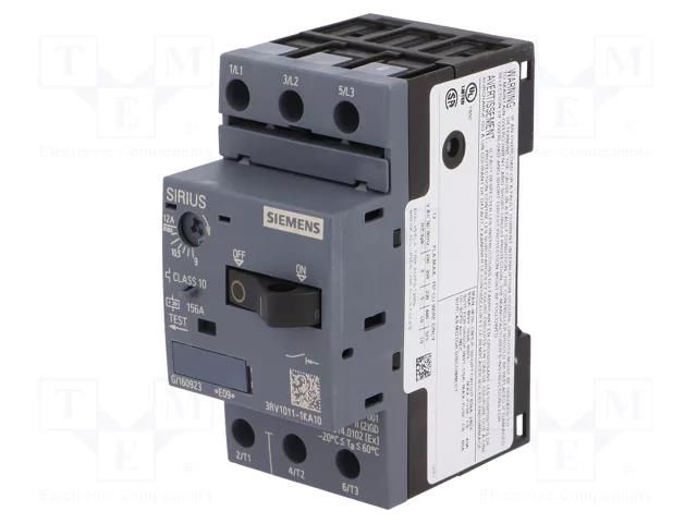 Motor breaker; 5.5kW; 220÷690VAC; for DIN rail mounting SIEMENS 3RV1011-1KA10