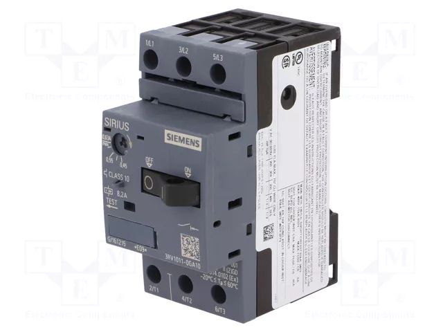 Motor breaker; 0.18kW; 220÷690VAC; for DIN rail mounting SIEMENS 3RV1011-0GA10