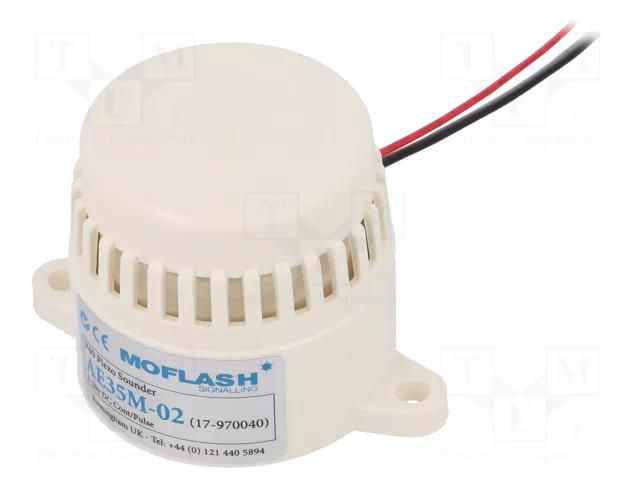 Signaller: sound; buzzer; 6÷28VDC; 95dB; AE35; IP30; white; Ø49x46mm MOFLASH SIGNALLING AE35M-02