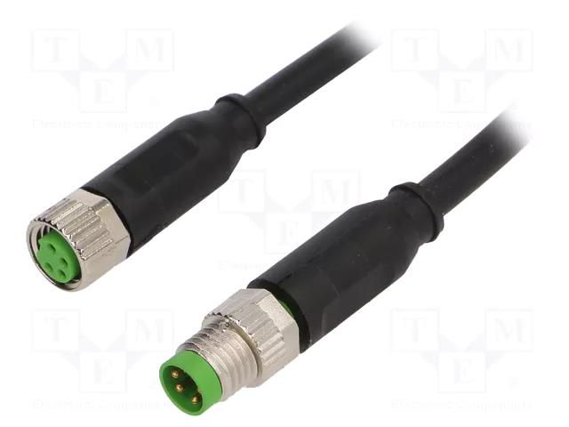Cable: for sensors/automation; M8; PIN: 4; 1m; plug; 30VDC; 30VAC; 4A MURRELEKTRONIK 7000-88011-6110100