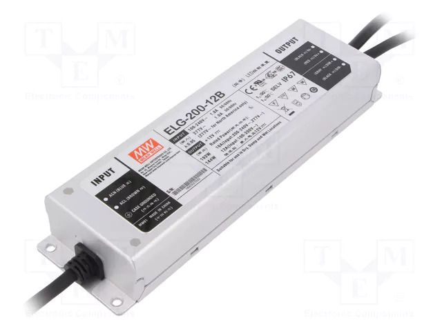 Power supply: switching; LED; 192W; 12VDC; 16A; 100÷305VAC; IP67 MEAN WELL ELG-200-12B
