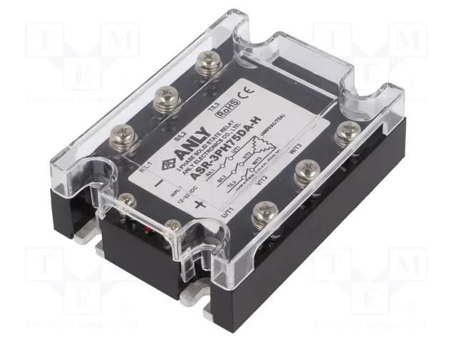 Relay: solid state; 75A; Uswitch: 48÷480VAC; 3-phase; ASR ANLY ELECTRONICS ASR-3PH75DA-H