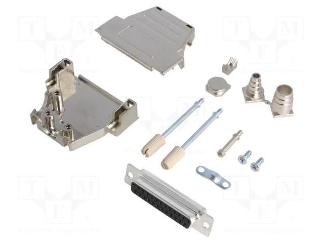 Connector: D-Sub; PIN: 25; plug; female; soldering; for cable; black ENCITECH DSSK25-M-DMS-K