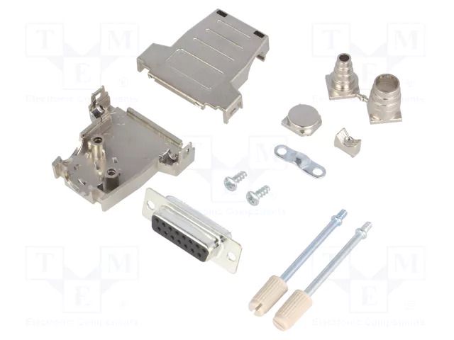 Connector: D-Sub; PIN: 15; plug; female; soldering; for cable; black ENCITECH DSSK15-M-DMS-K