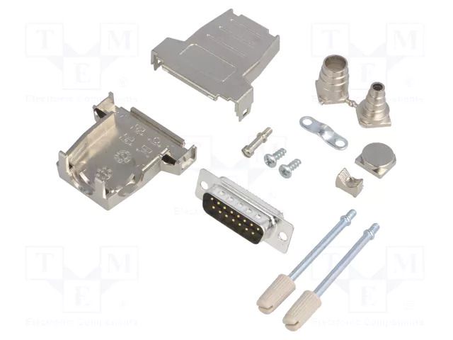 Connector: D-Sub; PIN: 15; plug; male; soldering; for cable; black ENCITECH DSSK15-M-DMP-K