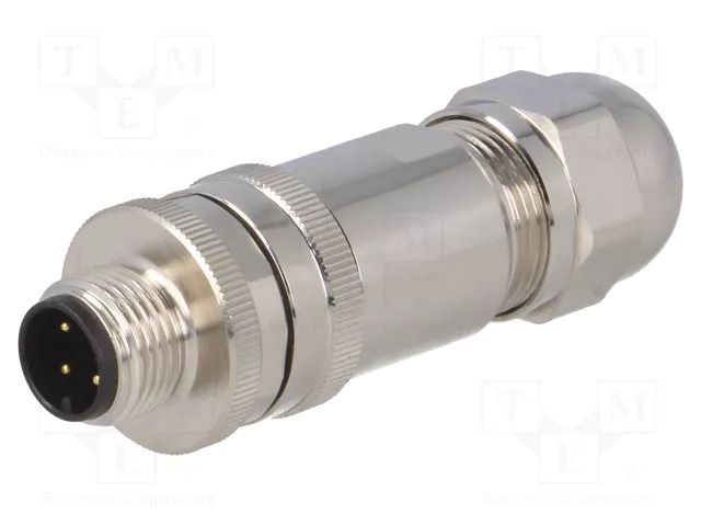 Connector: M12; plug; PIN: 4; male; 250V; straight; IP67; for cable TE Connectivity T4111012041-000