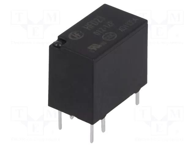 Relay: electromagnetic; SPDT; Ucoil: 12VDC; 2A; 0.5A/125VAC; PCB HONGFA RELAY HFD23/012-1ZP