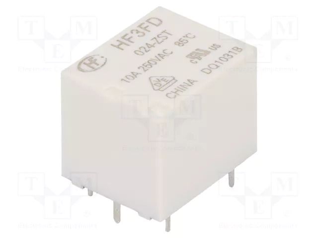 Relay: electromagnetic; SPDT; Ucoil: 24VDC; 10A; 10A/250VAC; PCB HONGFA RELAY HF3FD/024-ZST