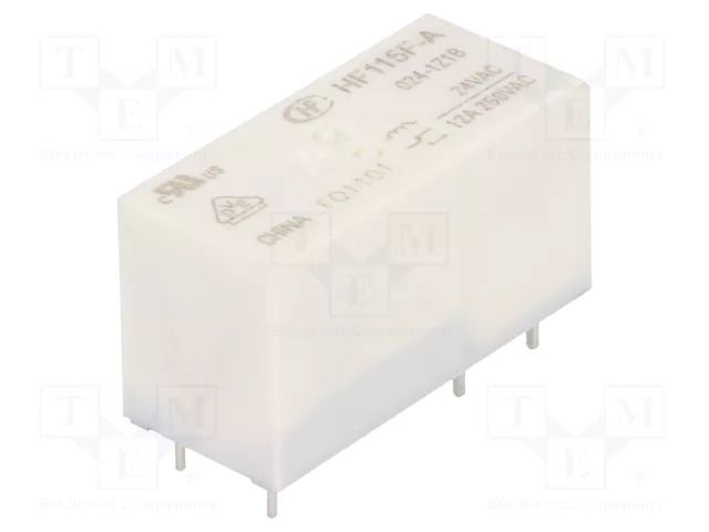 Relay: electromagnetic; SPDT; Ucoil: 24VAC; 12A; 12A/250VAC; HF115F HONGFA RELAY HF115F-A/024-1Z1B