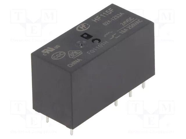 Relay: electromagnetic; SPDT; Ucoil: 24VDC; 16A; 16A/250VAC; HF115F HONGFA RELAY HF115F/024-1ZS3A