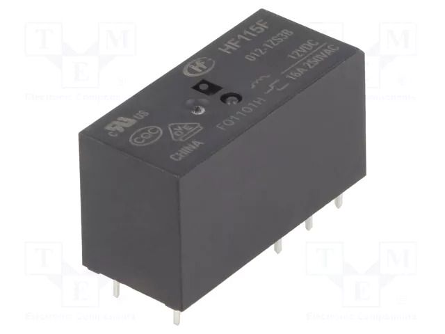 Relay: electromagnetic; SPDT; Ucoil: 12VDC; 16A; 16A/250VAC; HF115F HONGFA RELAY HF115F/012-1ZS3B