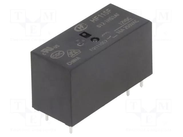 Relay: electromagnetic; SPST-NO; Ucoil: 12VDC; 16A; 16A/250VAC HONGFA RELAY HF115F/012-1HS3AF