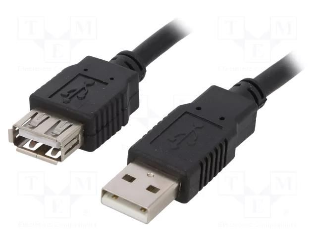 Cable; USB 2.0; USB A socket,USB A plug; 1.8m; black; Core: Cu BQ CABLE CAB-USBAAF/1.8-BK
