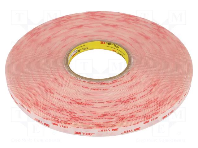 Tape: fixing; W: 12mm; L: 33m; Thk: 1mm; acrylic; transparent; UL-746C 3M 3M-4910-12-33