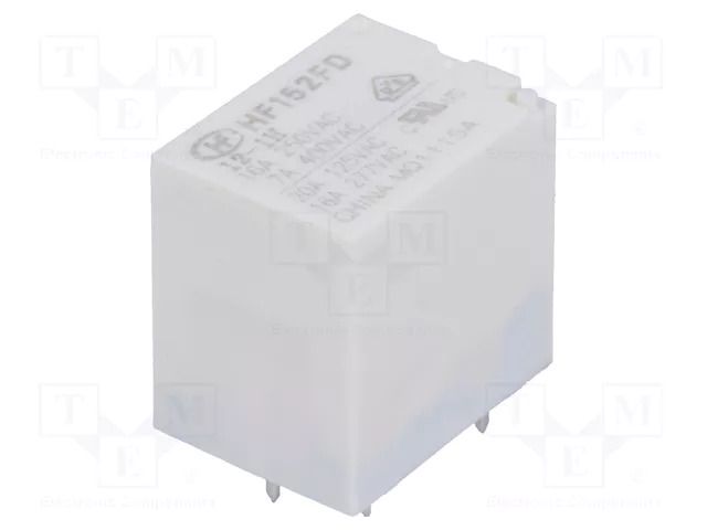 Relay: electromagnetic; SPST-NO; Ucoil: 12VDC; 20A; 20A/125VAC HONGFA RELAY HF152FD/012-1H