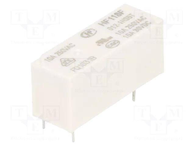 Relay: electromagnetic; SPST-NO; Ucoil: 12VDC; 10A; 10A/250VAC HONGFA RELAY HF118F/012-1HS5T