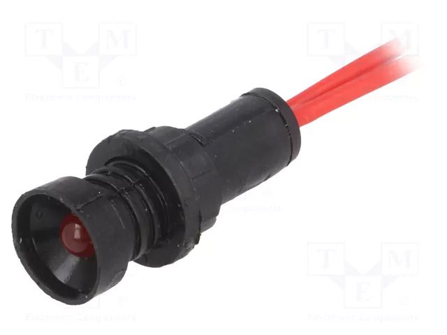 Indicator: LED; recessed; red; 230VAC; Ø10mm; IP20; cables; 300mm ELPROD LKM220-R