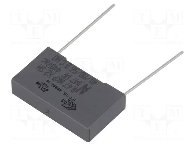 Capacitor: polypropylene; X2; R47 X2; 47nF; 26.5x6x15mm; THT; ±10% KEMET R474N24705001K