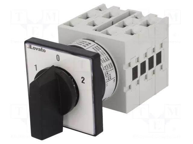 Switch: cam switch; Stabl.pos: 3; 20A; 1-0-2; panel; Poles: 4; Pos: 3 LOVATO ELECTRIC GX2075U