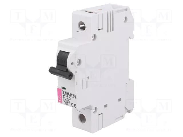 Circuit breaker; 230/400VAC; Inom: 20A; Poles: 1; Charact: C; 10kA ETI POLAM 002131717