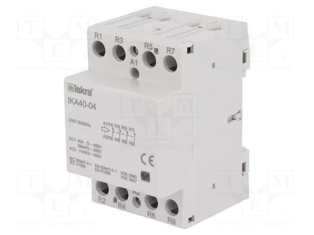 Contactor: 4-pole installation; 40A; 230VAC; NC x4; IKA ISKRA IKA40-04/230V